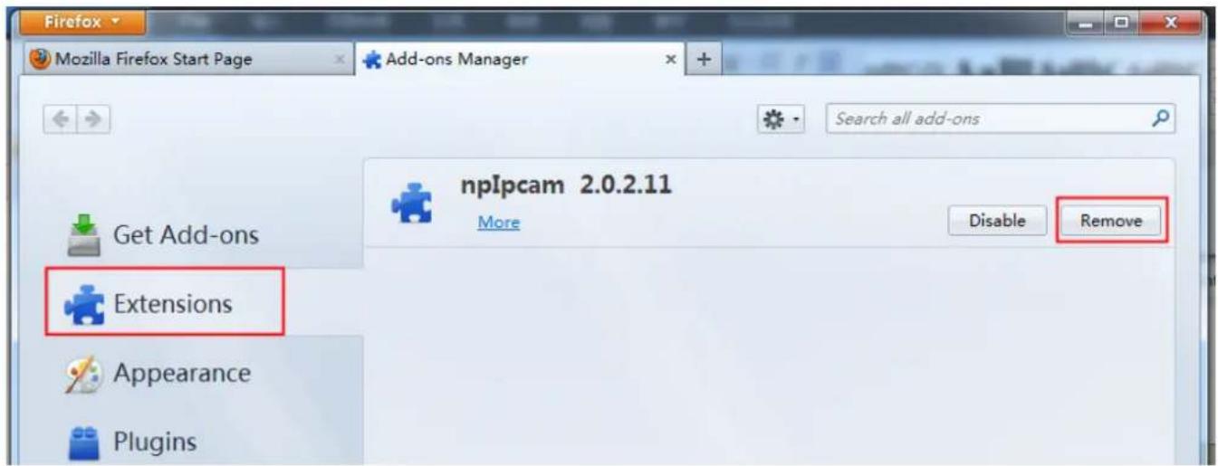 FOSCAM FI9831PW - Uninstall the ActiveX of Firefox browser. - 2