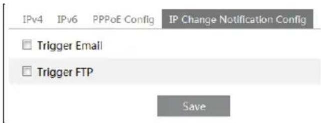IPv4 IPv6 PPPoE Config IP Change Notification Config Trigger Email Trigger FTP Save
