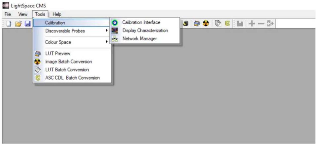 LightSpace CMS File View Tools Help Calibration Discoverable Probes Colour Space LUT Preview Image Batch Conversion LUT Batch Conversion ASC CDL Batch Conversion Calibration Interface Display Characterization Network Manager