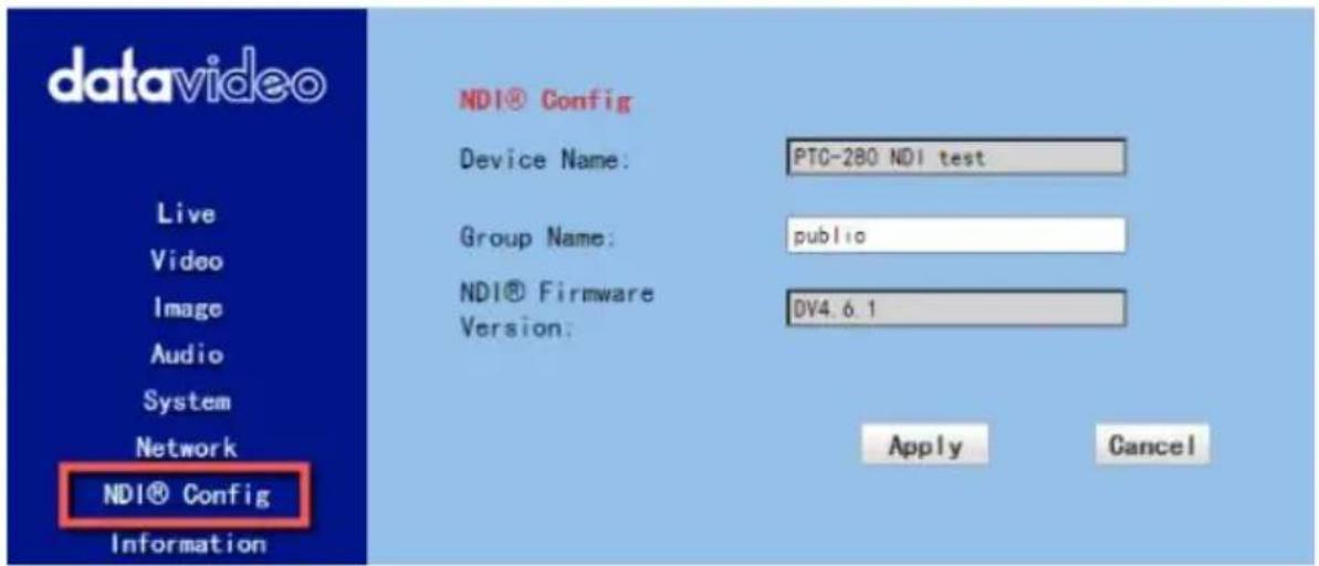 DataVideo PTC-280NDI - NDI® Config - 1