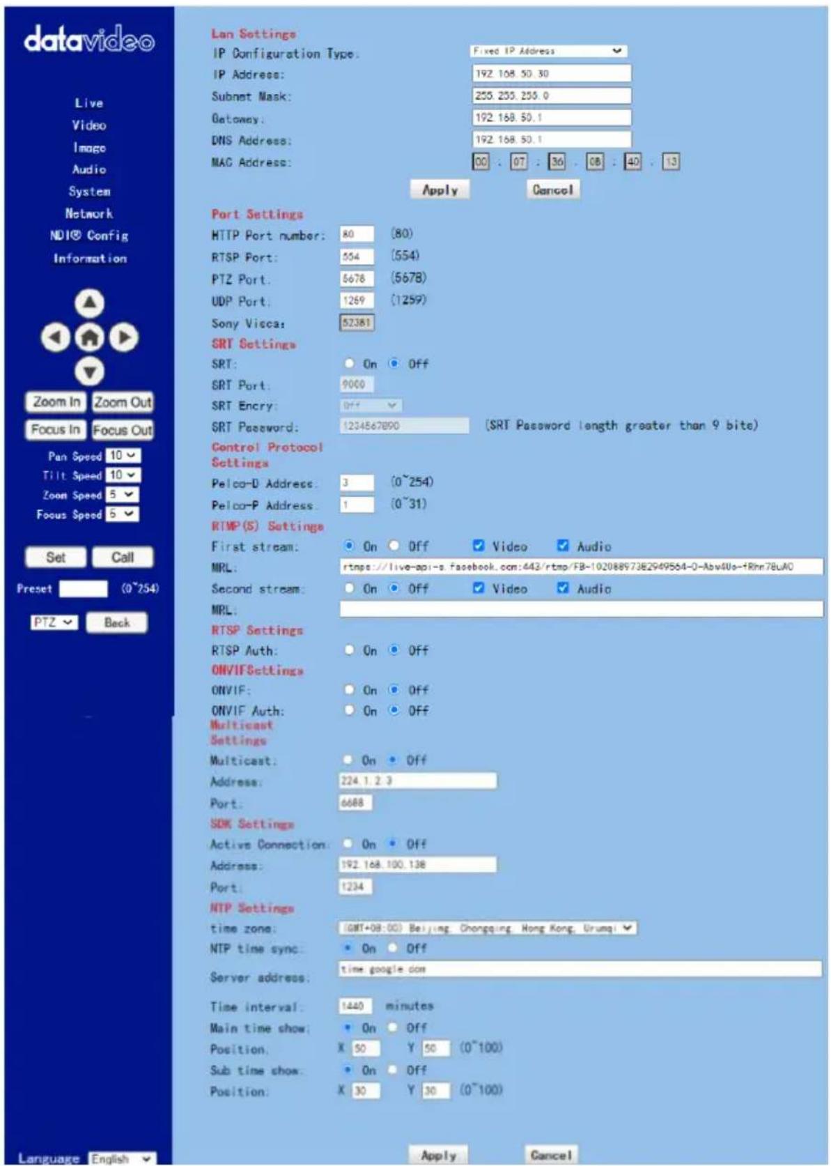 DataVideo PTC-280NDI - Network - 1