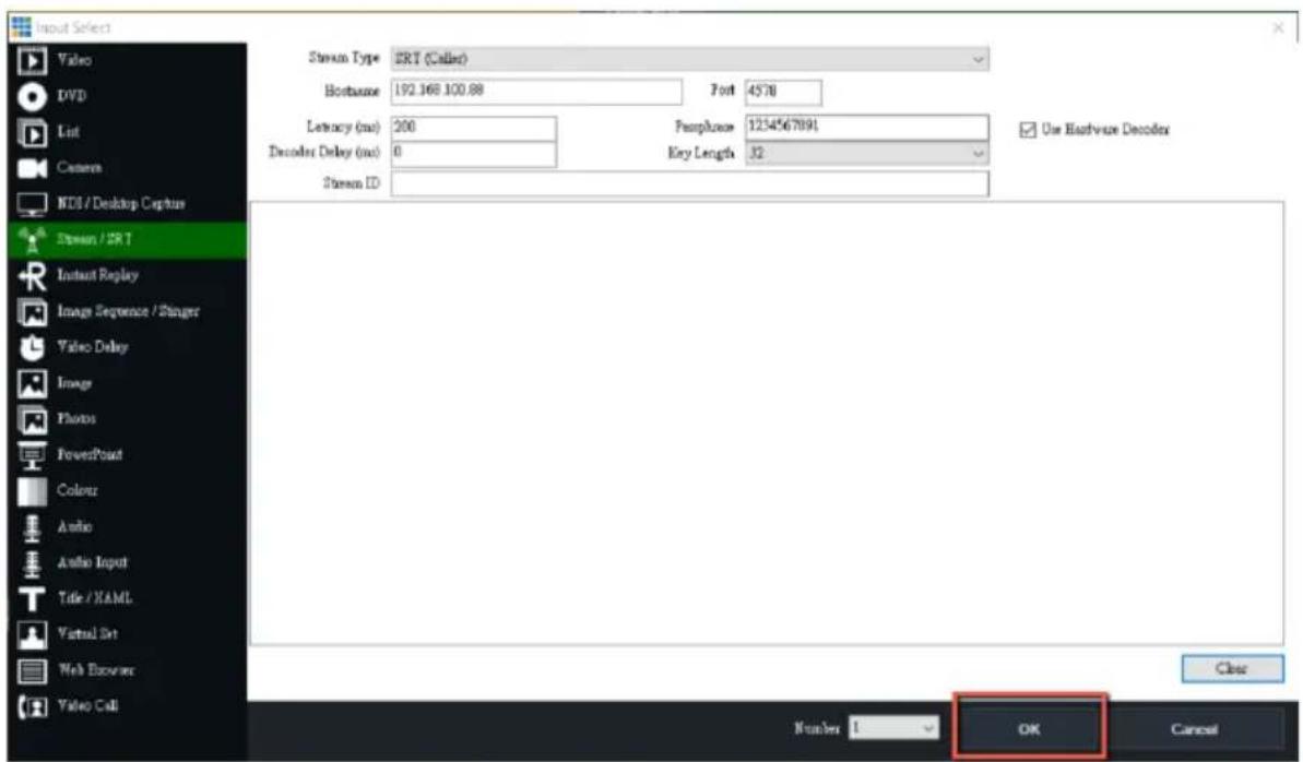 DataVideo PTC-280NDI - How to do the SRT Stream by Using the PTC-280NDI Camera and vMix Software - 6