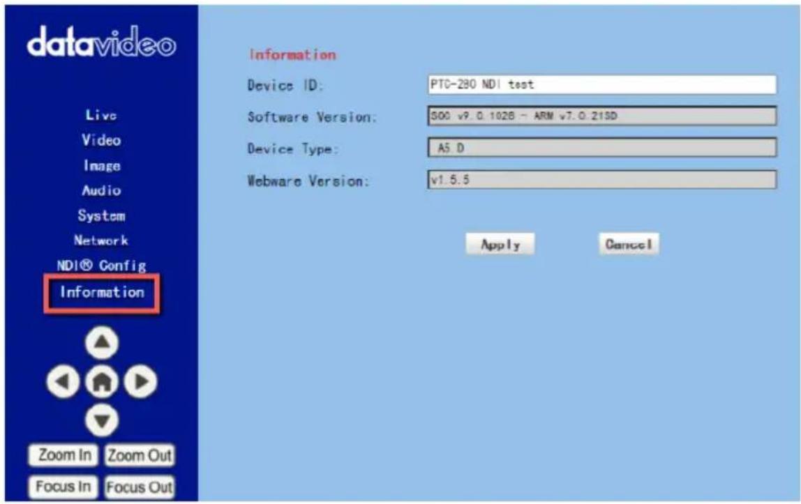 DataVideo PTC-280NDI - Information - 1