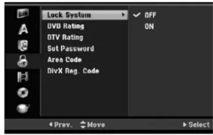 LG RH2S9 - Lock (Parental Control) Settings - 1