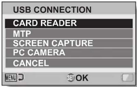 USB CONNECTION CARD READER MTP SCREEN CAPTURE PC CAMERA CANCEL
