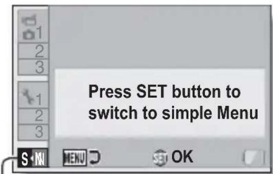 Press SET button to switch to simple Menu
