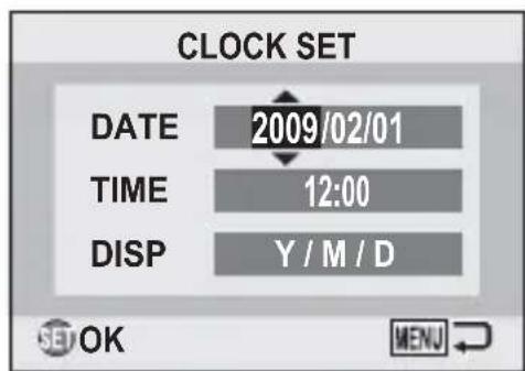 SANYO VPC-X1200GX - Press the [▲] or [▼] button to select "CLOCK SET", and press the SET button or the [▶] button. - 2