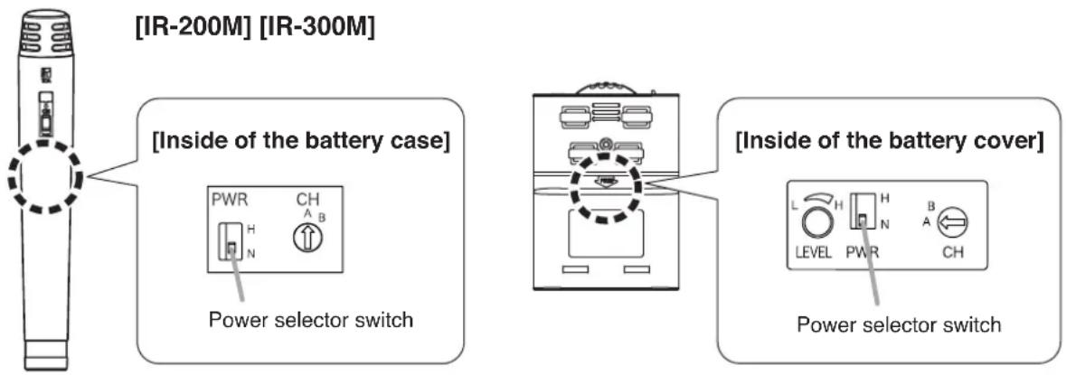 TOA IR-200M - ABOUT THE POWER SELECTOR SWITCH - 1