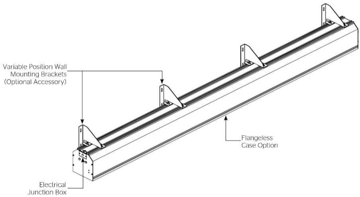 Variable Position Wall Mounting Brackets (Optional Accessory) Flangeless Case Option Electrical Junction Box