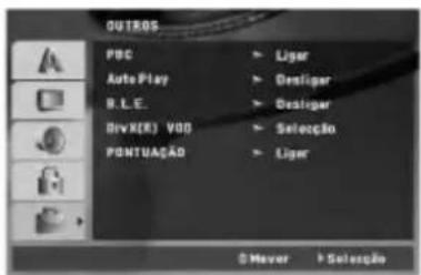 OUTROS PBC Auto Play B.L.E. DIVX(R) VDD PONTUAÇÃO Ligar Designer Soleção Ligar S Lever S Seleção