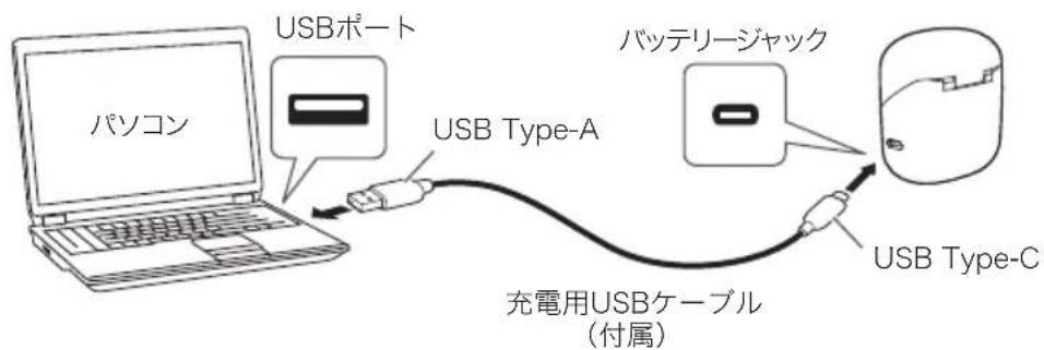 USBポート パソコン USB Type-A バッテリージャック USB Type-C 充電用USBケーブル (付属)