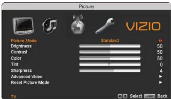 VIZIO VP423HDTV10A - Using the On Screen Display (OSD) - 1
