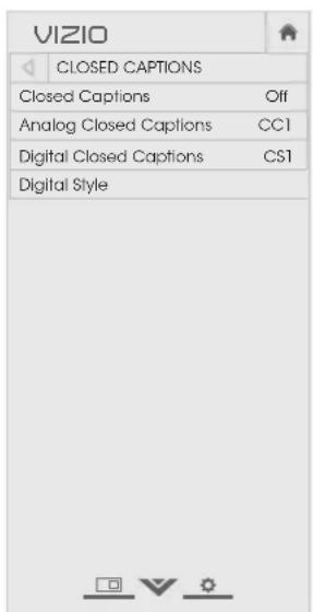VIZIO E320-C0E - SETTING UP CLOSED CAPTIONING - 3