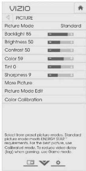 VIZIO E320-C0E - ADJUSTING THE PICTURE SETTINGS - 2