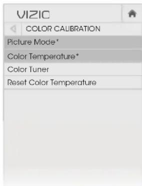 VIZIO E320-C0E - Adjusting the Color Calibration Settings - 2