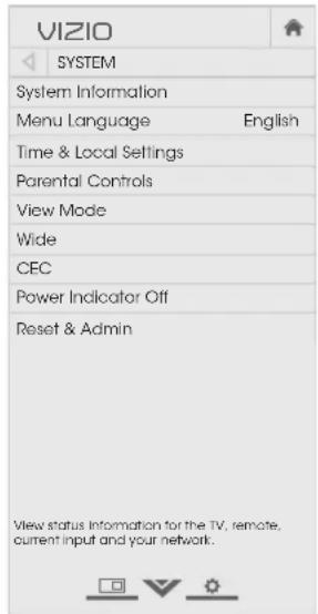 VIZIO E320-C0E - CHANGING THE TV SETTINGS - 1