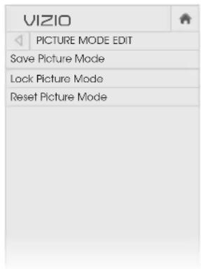 VIZIO E320-C0E - Adjusting the Picture Mode Edit Settings - 1
