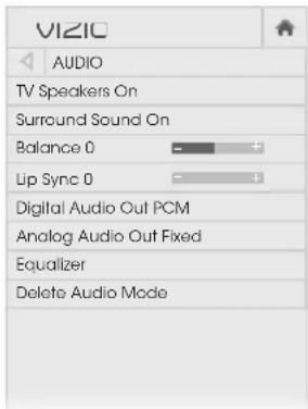 VIZIO E320-C0E - ADJUSTING THE AUDIO SETTINGS - 1