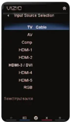 VIZIO XVT580CM - Changing the Input Source - 2
