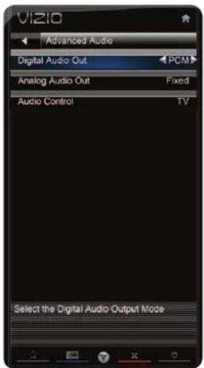 VIZIO XVT580CM - Adjusting the Advanced Audio Settings - 1