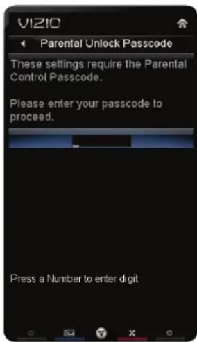 VIZIO XVT580CM - Accessing the Parental Controls Menu - 1