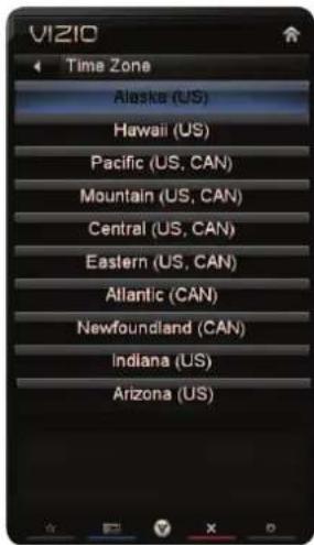 VIZIO XVT580CM - Setting the Time Zone - 2