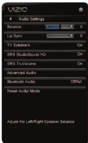 VIZIO XVT580CM - Adjusting the Audio Settings - 1