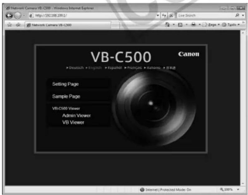 CANON VB-C500D - ■ Sample Web Page for Video Distribution (Built in the Camera) - 1