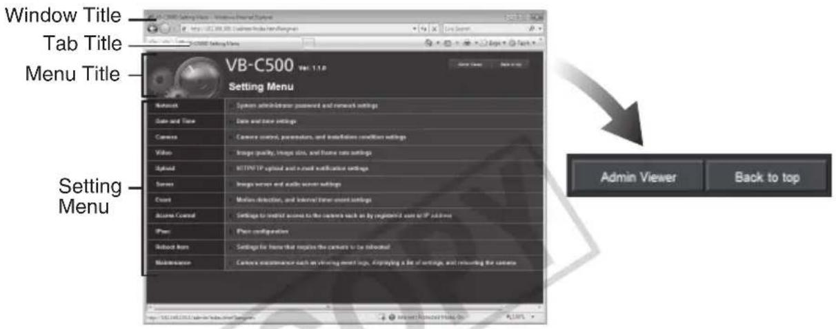 CANON VB-C500D - Setting Menu - 1