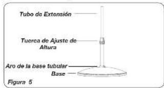 Tubo de Extensión Tuerca de Ajuste de Altura Aro de la base tubular Base Figura 5