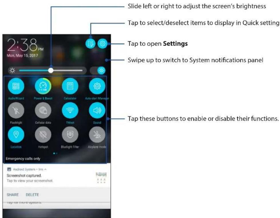 ASUS ZenFone Ares ZS572KL - Quick settings - 1