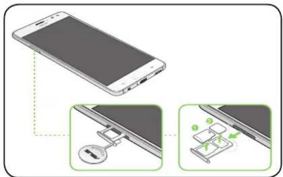 ASUS ZenFone Ares ZS572KL - To remove a Nano SIM card / memory card: - 1