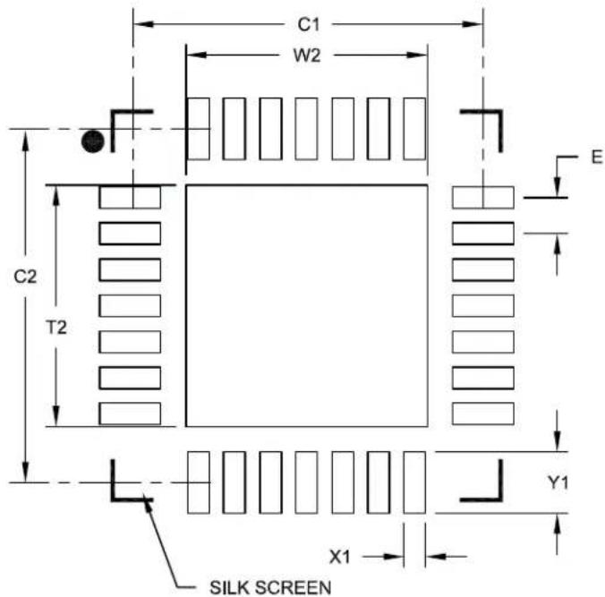 Microchip MCP19119 - 28-Lead Plastic Quad Flat, No Lead Package (MQ) - 5x5 mm Body [QFN] Land Pattern With 0.55 mm Contact Length - 1