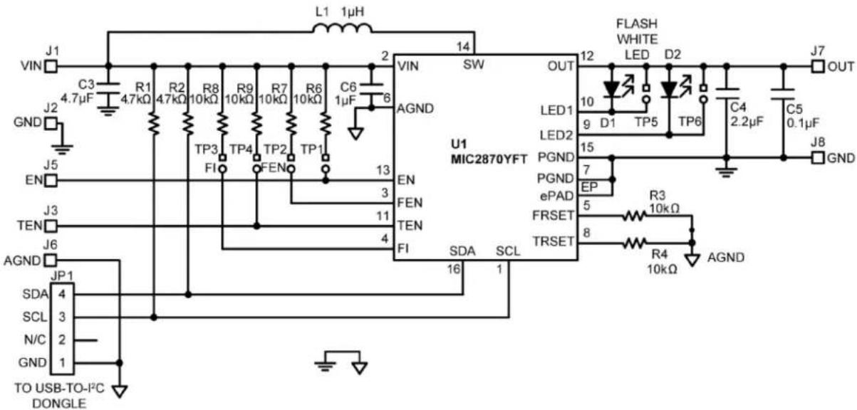 Microchip MIC2870YFT - Evaluation Board Schematic - 1