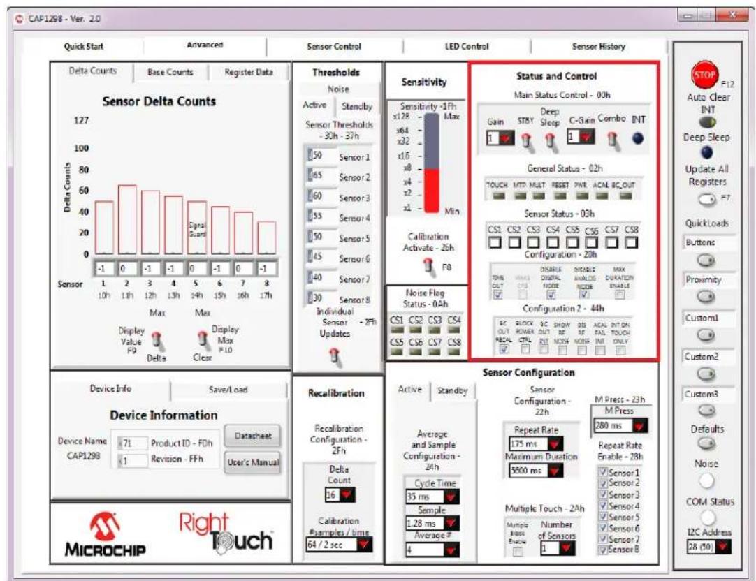 Microchip CAP1106 - Status and Control Panel - 1
