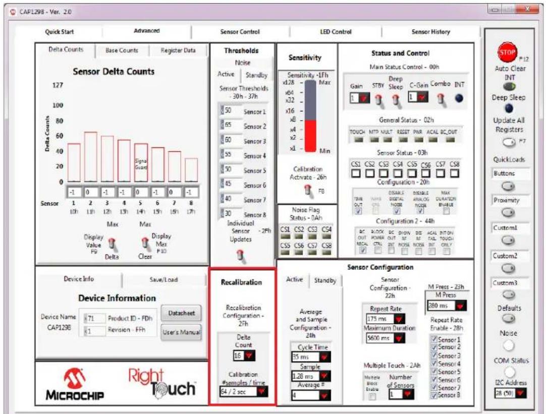 Microchip CAP1106 - Recalibration Configuration Control Panel - 1