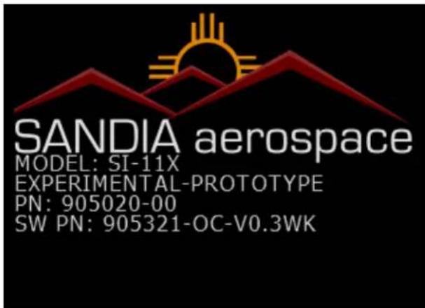 SANDIA aerospace MODEL: SI-11X EXPERIMENTAL-PROTOTYPE PN: 905020-00 SW PN: 905321-OC-V0.3WK