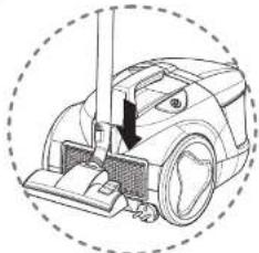 Diagram of a robotic vacuum cleaner inside a dashed circle (no text or symbols)
