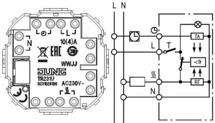 10(4)A EAC WWJJ JUNG TR231U 0231026100 AC230V~ L N L T TA <θ RF N