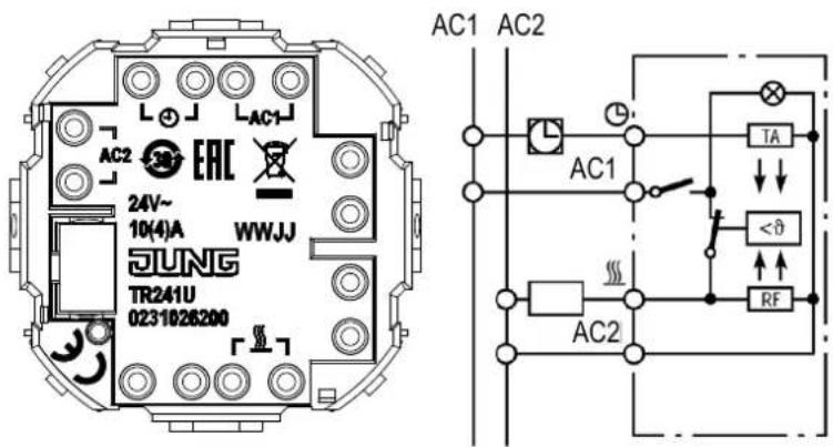 AC1 AC2 AC1 TA AC2 24V~ 10(4)A WWJJ JUNG TR241U 0231026200