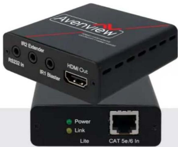 Avenview HBT-C6PLT-SET - HDBaseT Lite HDMI CAT5/6/7 Extender with POE/RS-232/ Bi-directional IR - 2
