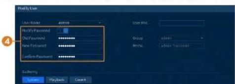 Lorex D441A62-G2DA - To change an account password: - 1