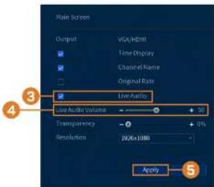 Lorex D441A62-G2DA - To set preferences for listen-in audio: - 1