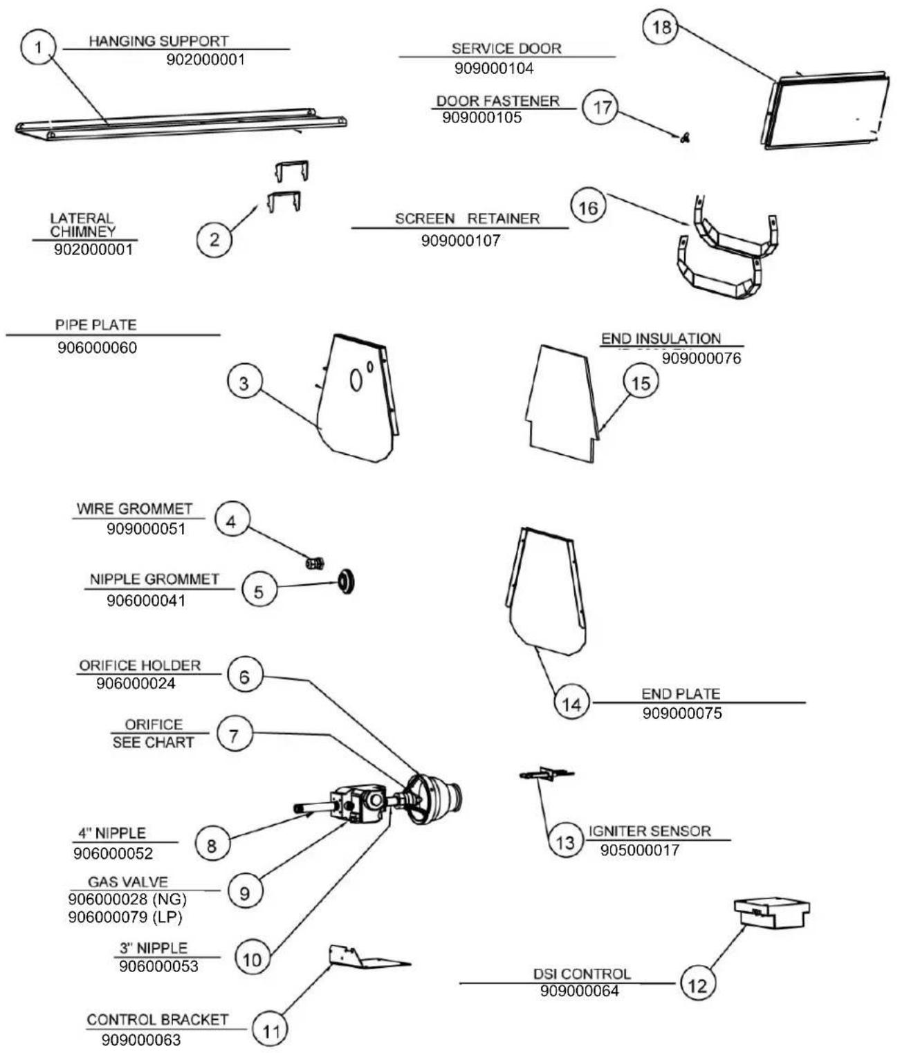 Rinnai RSEP1S25P - Replacement Parts List - 1