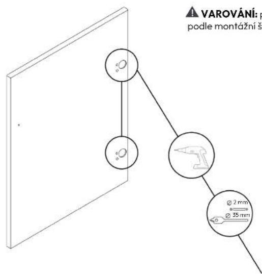 HOOVER HBWS 58D1AE-80 - Vrtání dvířek skříně pro montáz závěsů - 1