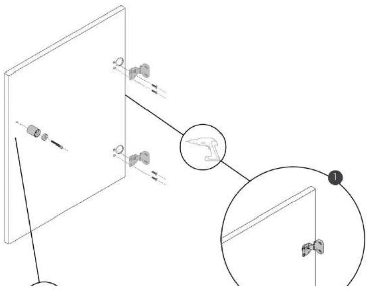 HOOVER HBWS 58D1AE-80 - Instalarea balamalelor și a magnetului pe ușa dulapului - 1
