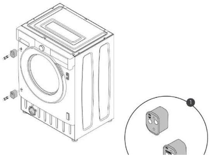 HOOVER HBWS 58D1AE-80 - De afstandsstukken aan de wasmachine bevestigen - 1