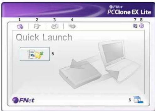 FNet PCClone EX Lite 1 2 3 4 7 8 Quick Launch 5 FNet 6