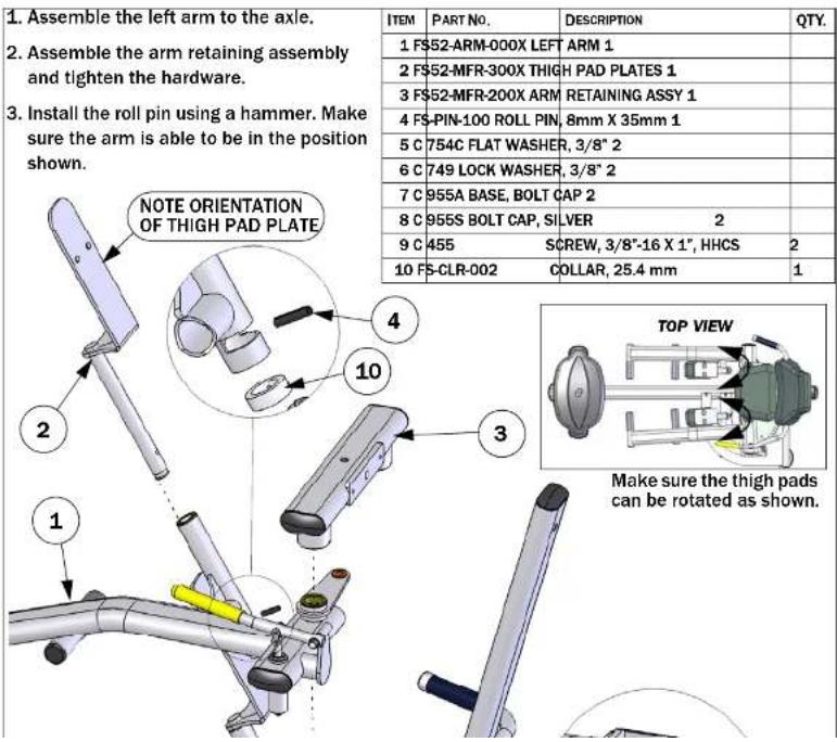 True FS52A - STEP 3: ASSEMBLE THE LEFT ARM - 1