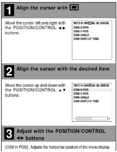 NEC PlasmaSync 50VP2 - Menu Display Position Adjustment (OSM LOCATION) - 1